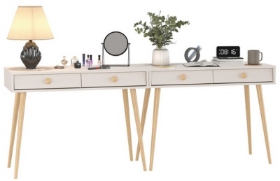 Афина Спальня Стол х 2, цвет кашемир серый, ШхГхВ 200х45х76 см.