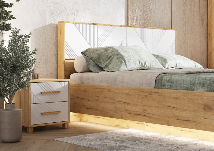 Спальня Ирис, композиция 1, браш вайт/дуб крафт