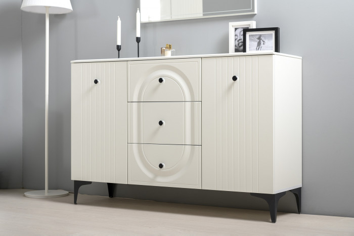 Валенсия Гостиная № 091, ЛДСП белый шагрень/МДФ белый шагрень