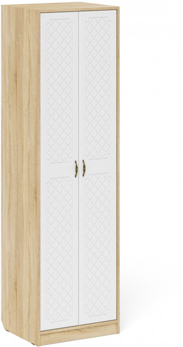 Прихожая П-6 Компоновка № 31, дуб сонома/фасады МДФ белое дерево фрезеровка ромб