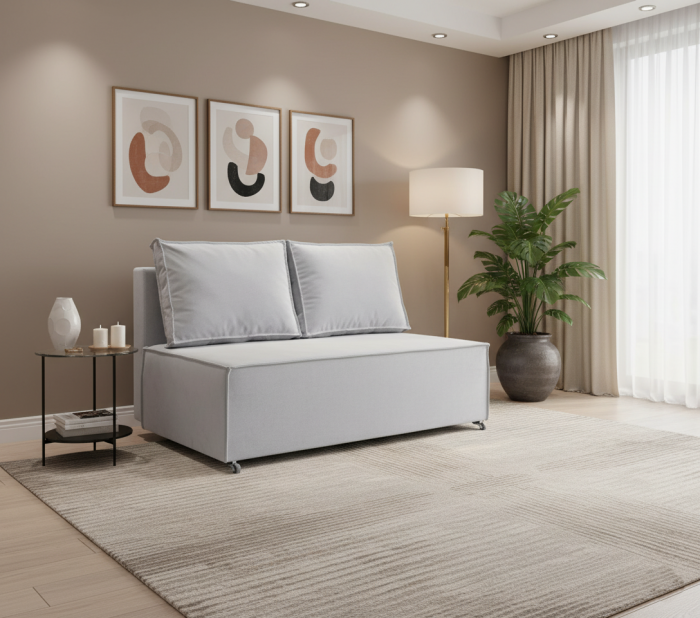 Диван-аккордеон Лофт мини 140х200, велюр серый