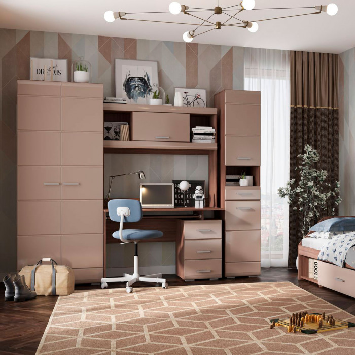 Симба стол компьютерный (1200*750*590) ясень шимо темный/кофе с молоком