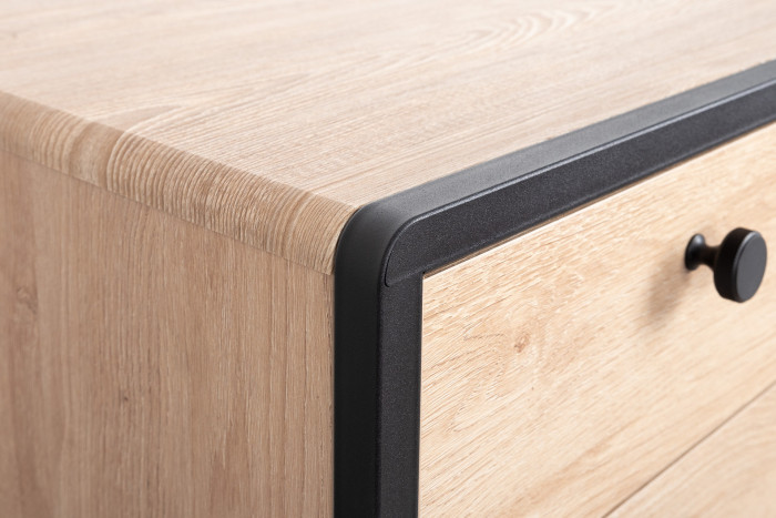 Брюс Стол письменный 12.157, цвет чёрный/Battle rock Santiago/столешница МДФ ель карпатская, ШхГхВ 130х62,6х75 см., универсальная сбока