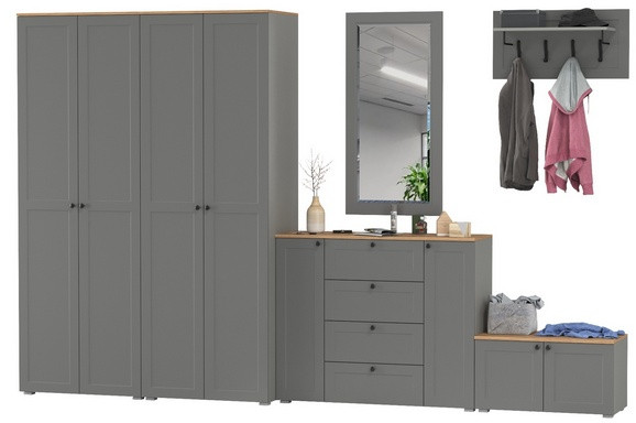 Остин Прихожая 54, серый графит/дуб крафт золотой