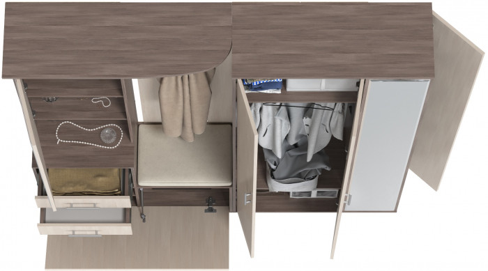 Прихожая Домино 5, цвет бодега тёмный/бодега светлый, ШхГхВ 188х36х202 см., универсальная сборка