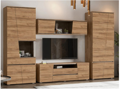 Модульная гостиная Соренто, композиция 2 (Дуб Крафт / Бетон)