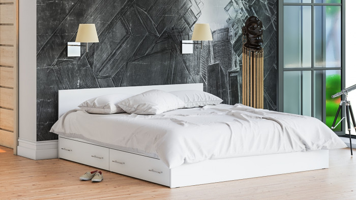 Мори Кровать с ящиками 1800, белый