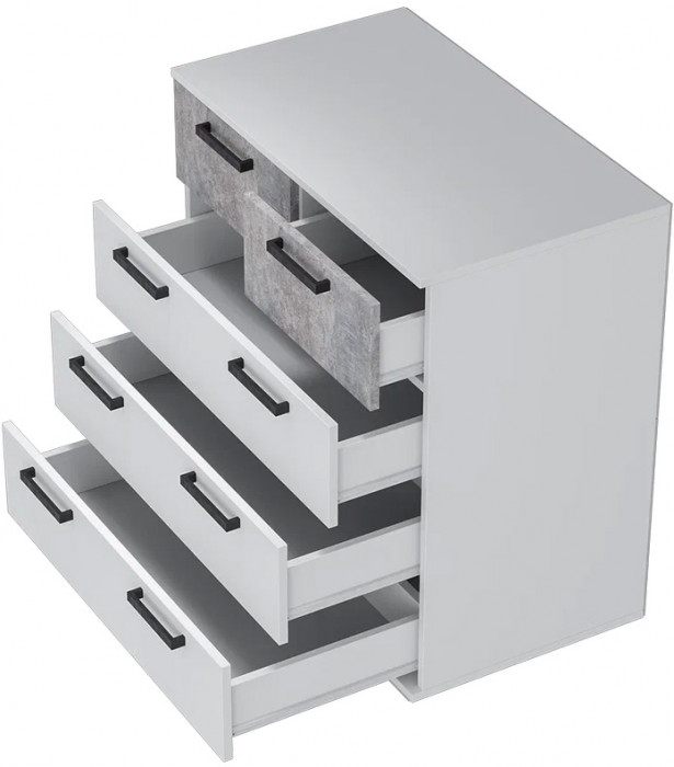 Комод Стандарт-5, Белый, Цемент светлый