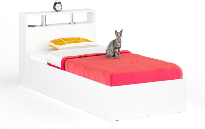 Камелия спальня № 7 Кровать 900 + Стол косметический + Зеркало + Комод, цвет белый, сп.м. 900х2000 мм., б/м, основание есть