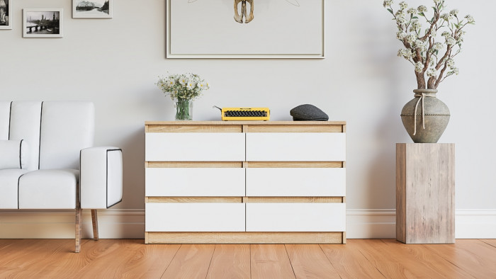 Мори Комод МК1200.6, дуб сонома/белый