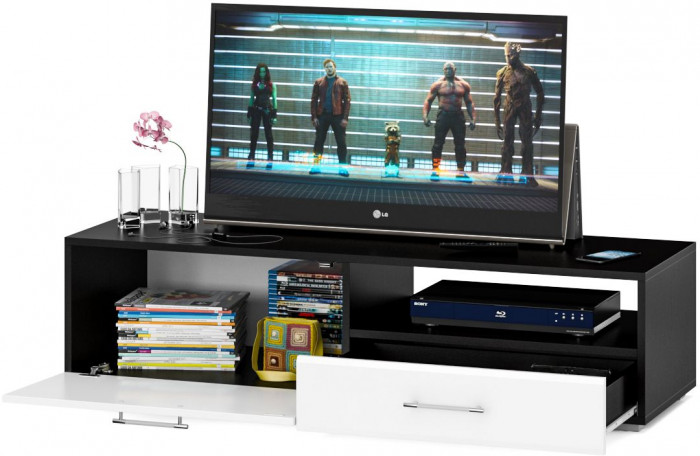 Тумба под ТВ Ларго 1,4, цвет корпус венге/фасады МДФ белый глянец, ШхГхВ 140х46х35 см., НЕ универсальная сборка