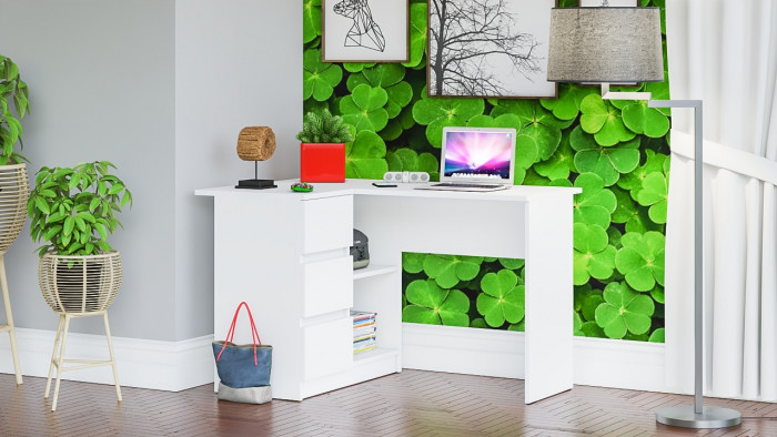 Мори компьютерный стол МС-16 левый, белый