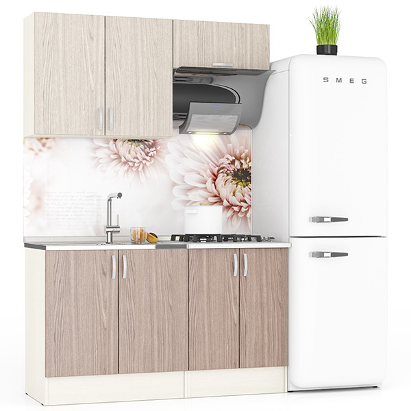 Кухня Мери 03 ШВ800+ШВв600+ШНМ800+ШН600, цвет дуб/ясень шимо светлый/ясень шимо тёмный, ШхГхВ 140х30х67 см./140х60х85 см.