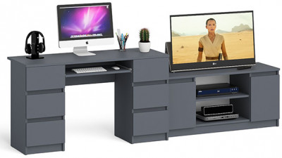 Мори компьютерный стол МС-2 + Тумба МТВ1200.1, графит