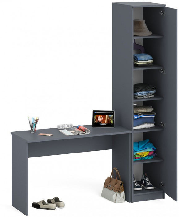 Мори письменный стол МСП1200.1 + Пенал МШ400.1, графит