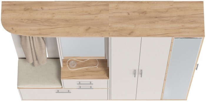 Прихожая Домино 5, цвет дуб крафт золотой/кашемир серый, ШхГхВ 188х36х202 см., универсальная сборка