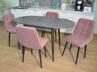 Обеденная группа Стиль-1 / Стул Х 4 шт. / Цемент темный/черный / бид 27