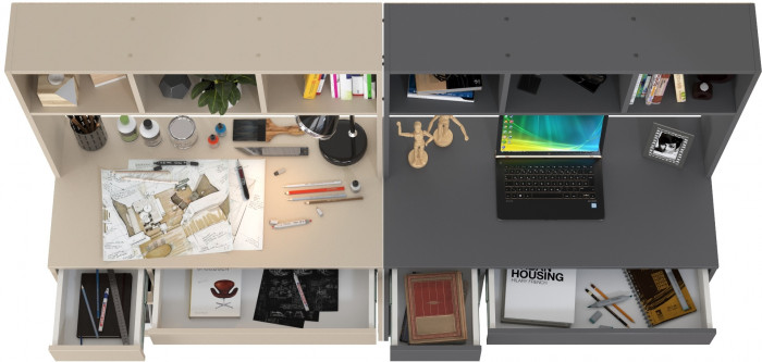 компьютерный стол Комфорт 12.77F +компьютерный стол Комфорт 12.77F, сатин/тёмно-серый