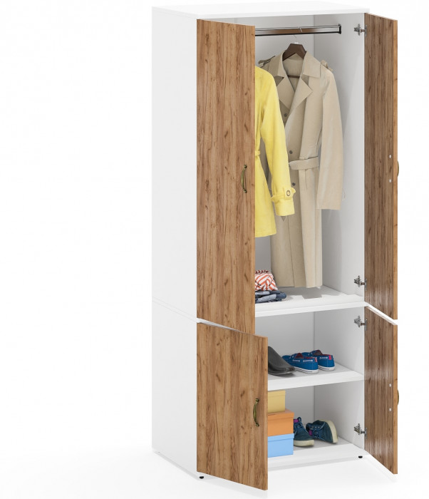 Лидер-8 Модуль Шкаф МД 19Б, белый шагрень/крафт золото