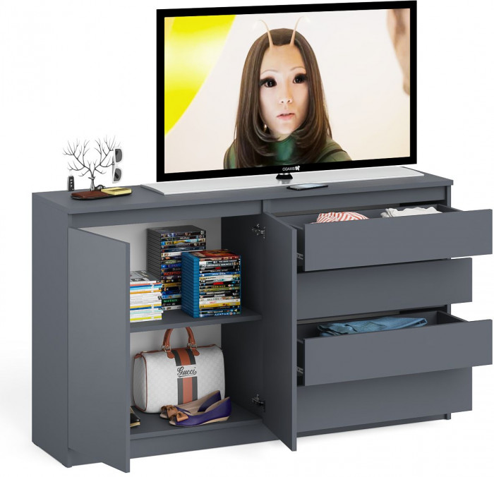 Мори Комод МК1600.1, цвет графит, ШхГхВ 160,4х41х94 см., НЕ универсальная сборка