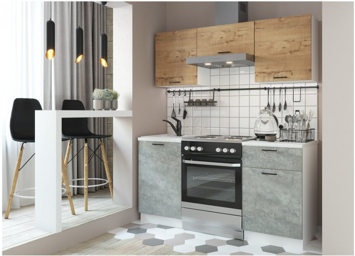 Кухонный гарнитур ЛДСП Дуся 1600, Бунратти / Белый бриллиант/Белый