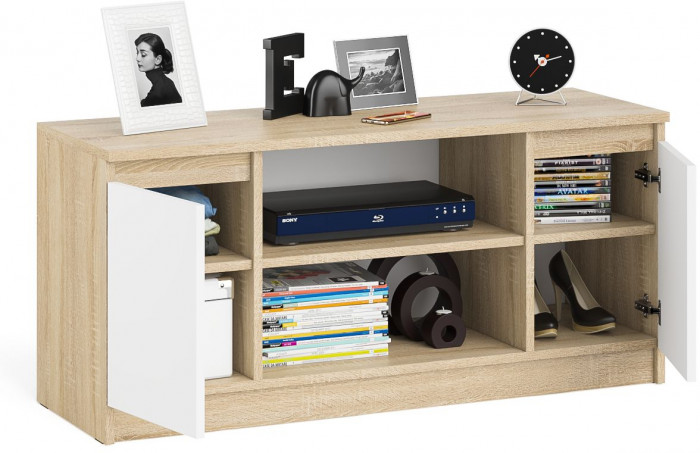 Мори Тумба ТВ МТВ1200.1, цвет дуб сонома/белый, ШхГхВ 120,4х41х54,6 см.