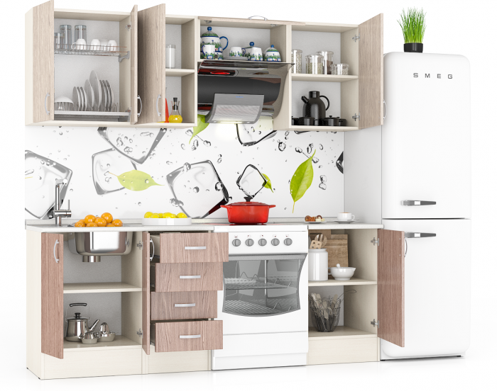 Кухня Мери 05 ШВ600+ШВ400+ШВв600+ШВ500+ШН600+ШН4Я400+ШН500, дуб/ясень шимо светлый/ясень шимо тёмный