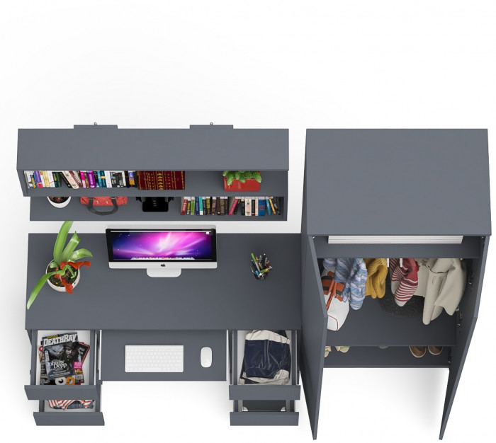 Мори компьютерный стол МС-2 + Шкаф МШ800.1 + Полка 1200, графит