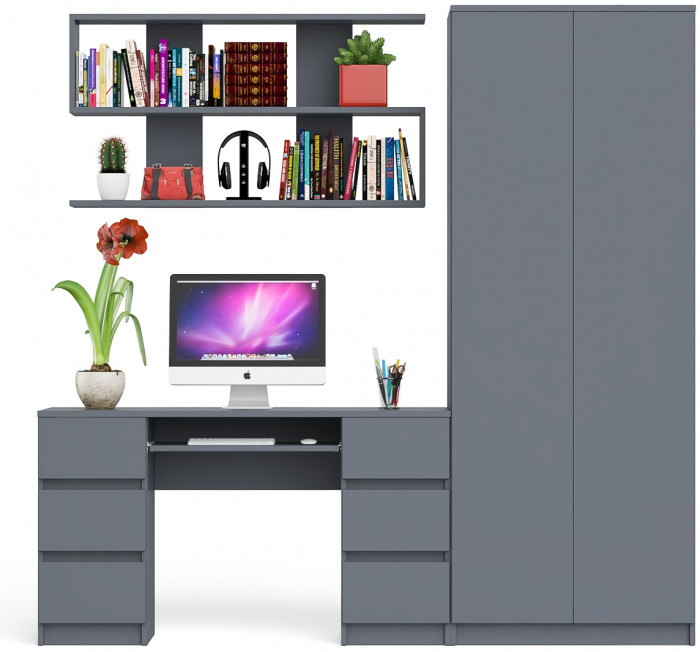 Мори компьютерный стол МС-2 + Шкаф МШ800.1 + Полка 1200, графит