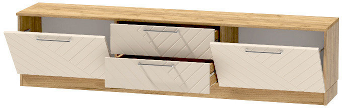 Тумба-4 под ТВ напольная "Иннэс-7", Крафт золотой/Тирамису матовый