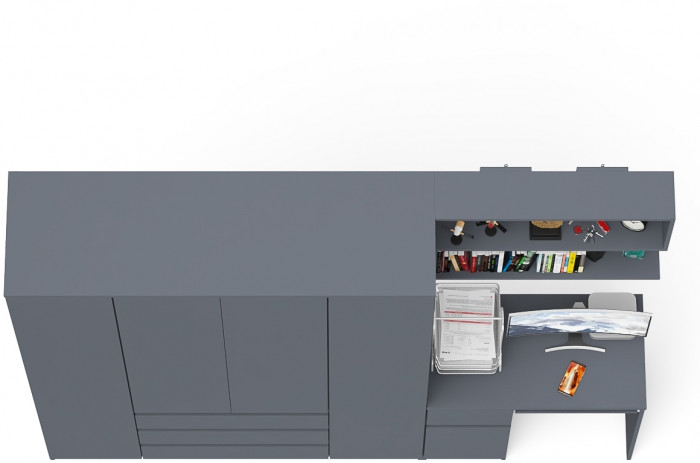 Мори компьютерный стол МС-1 левый + Шкаф МШ1600.1 + Полка 900, графит