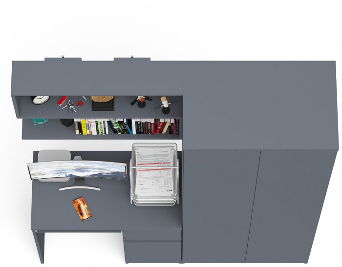 Мори компьютерный стол МС-1 правый + Шкаф МШ800.1 + Полка 900, графит