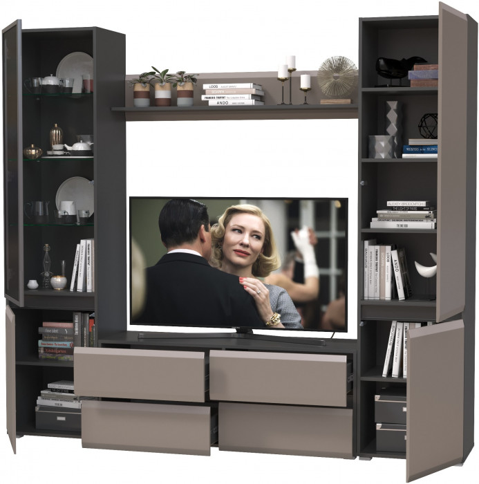 Сидней Комплектация № 050, корпус: антрацит/фасады: МДФ веллюто капучино