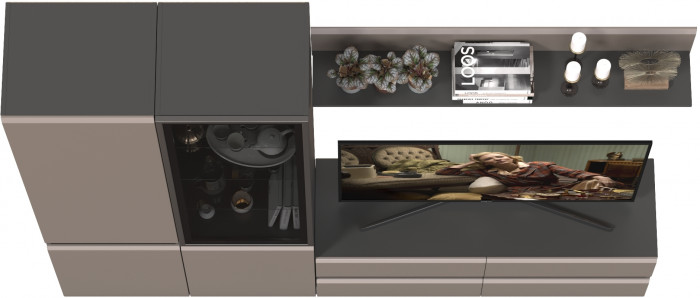 Сидней Комплектация № 050, корпус: антрацит/фасады: МДФ веллюто капучино