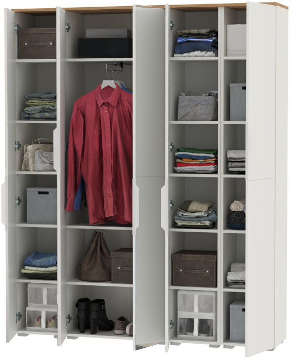 Октава Набор шкафов 02, белый шагрень/дуб крафт золотой/фасады МДФ белый шагрень