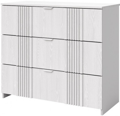 Комод 3 ящика "Харди" - Белый текстурный/Ясень белый