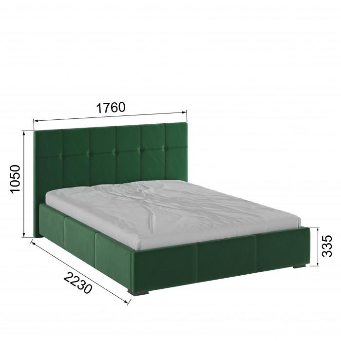 Рио Кровать интерьерная 160 изумруд квадрат, ортопед