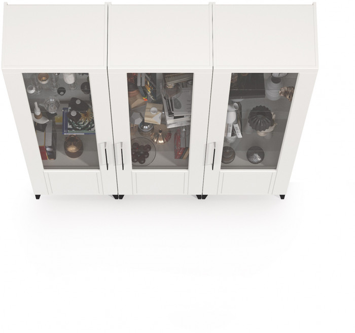 Валенсия Гостиная № 130, цвет ЛДСП белый шагрень/МДФ белый шагрень, ШхГхВ 165х38,1х225,2 см., универсальная сборка