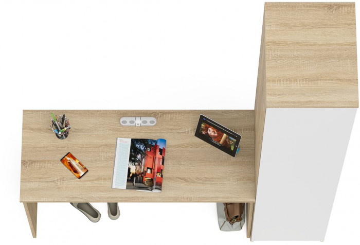 Мори письменный стол МСП1200.1 + Пенал МШ400.1, дуб сонома/белый