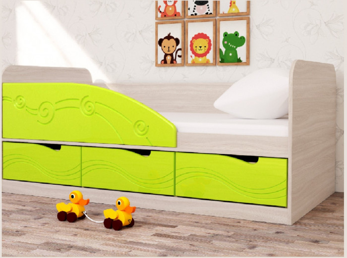 Кровать Бриз-4 80х160 Волна (Ирис/Белый/Правый)