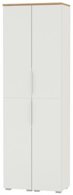 Октава 13.228 Шкаф-пенал + 13.228 Шкаф-пенал, цвет белый шагрень/дуб крафт золотой/фасады МДФ белый шагрень, ШхГхВ 64,4х35,3х197,6 см.