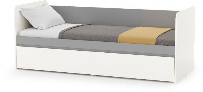 Торонто 11.39 Кровать + 13.13 Шкаф комбинированный, белый шагрень/стальной серый