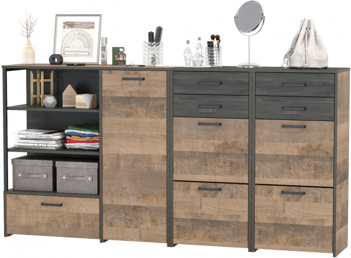 Трувор 13.241.06 Тумба для обуви + 13.307.01 Комод + 13.241.06 Тумба для обуви, дуб гранж песочный/интра