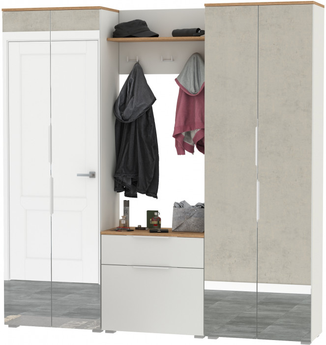 Октава Набор шкафов 02, серый графит/дуб крафт золотой/фасады МДФ серый графит