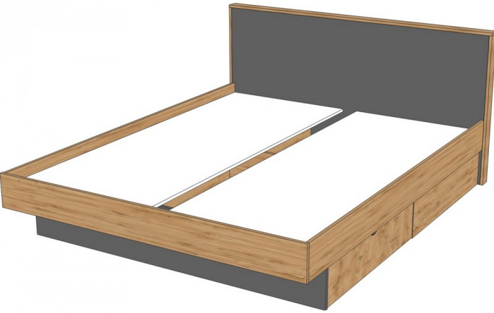 Кровать полутороспальная 120х200 "Мишель" - Дуб наварра/Антрацит