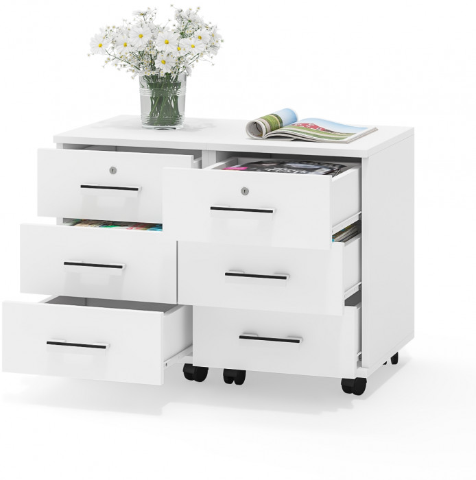 Две тумбы выкатных С-МД-3-02, цвет белый шагрень, ШхГхВ 80х45х59 см.