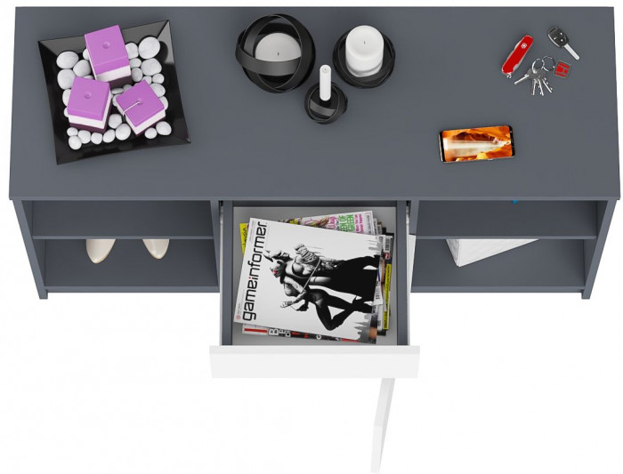 Мори Тумба ТВ МТВ1204.1, цвет графит/белый, ШхГхВ 120,4х41х73 см.