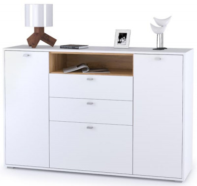 Бэль 10.95 Комод, цвет дуб крафт золотой/белый премиум, ШхГхВ 149,2х43х99,4 см.