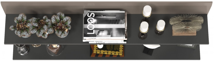 Сидней 16.486 Полка 2 штуки, цвет антрацит/МДФ веллюто капучино, ШхГхВ размер каждой полки в отдельности: 129,9х21,6х24 см.