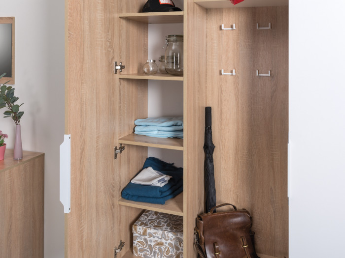 Куба Прихожая 16, цвет дуб сонома/белый премиум, ШхГхВ 230,1х107,3х210,6 см., универсальная сборка